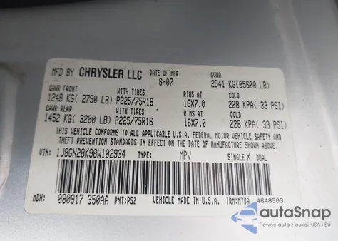 2008 Jeep Liberty Sport z USA, uszkodzony, nr VIN 1J8GN28K98W102934